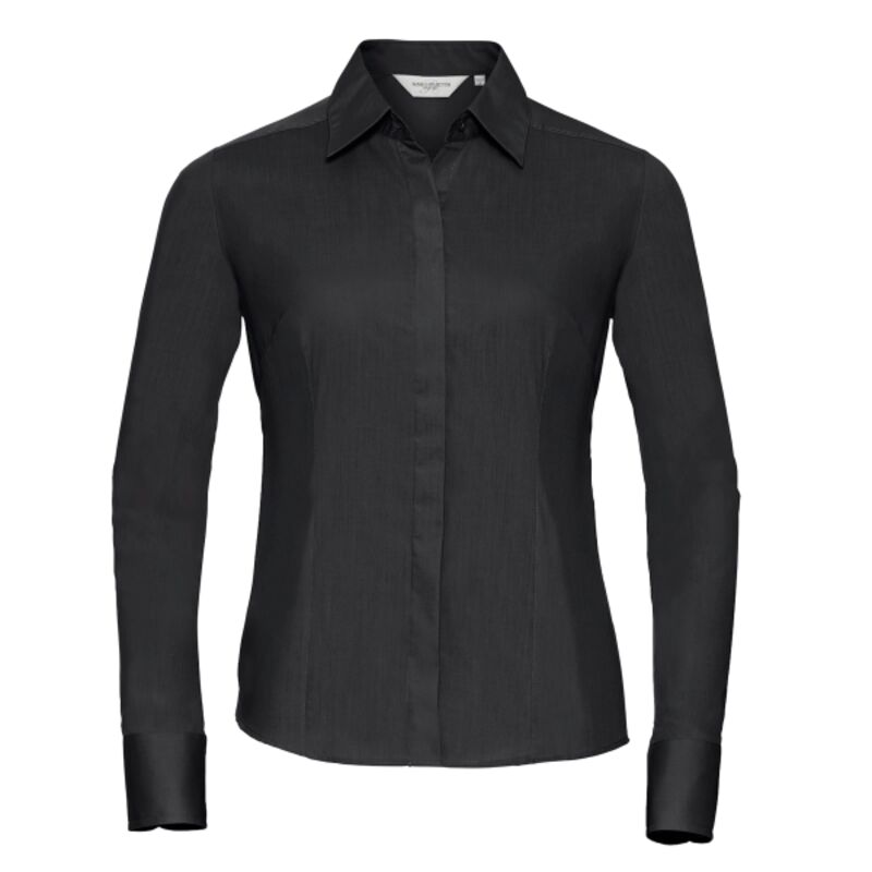 Women's long sleeve polycotton easycare fitted poplin shirt Thumbnail