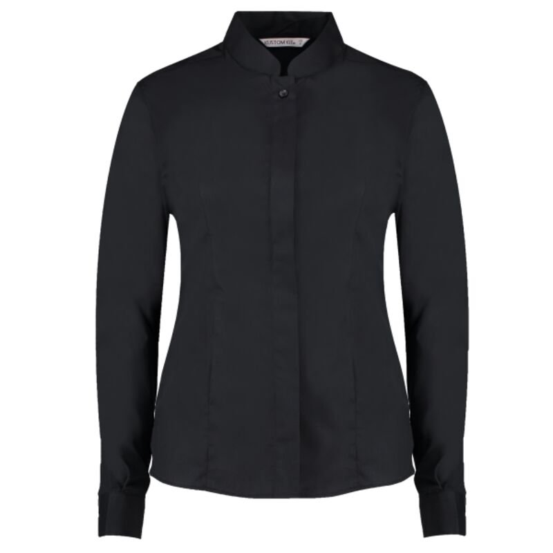 Women's mandarin collar shirt long-sleeved (tailored fit) Thumbnail