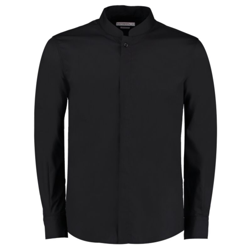 Mandarin collar shirt long-sleeved (tailored fit) Thumbnail