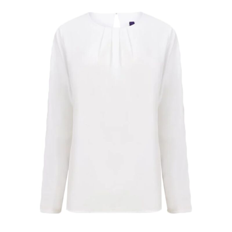 Women's pleat front long sleeve blouse Thumbnail